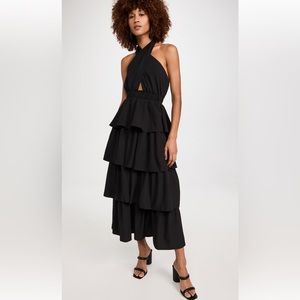 Endless Rose crossed Halter neck tiered maxi dress XS